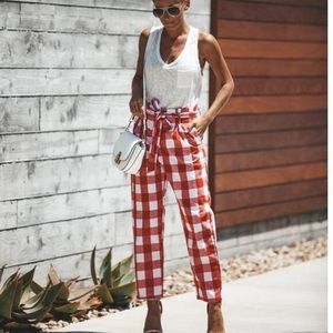 Vici Yours Truly Plaid Pocketed Tie Pants